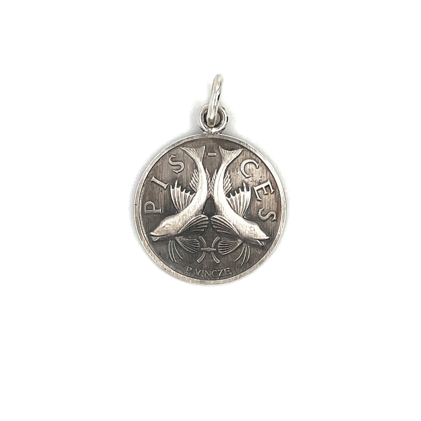 Silver Pisces Disk Pendant (22mm) & Chain