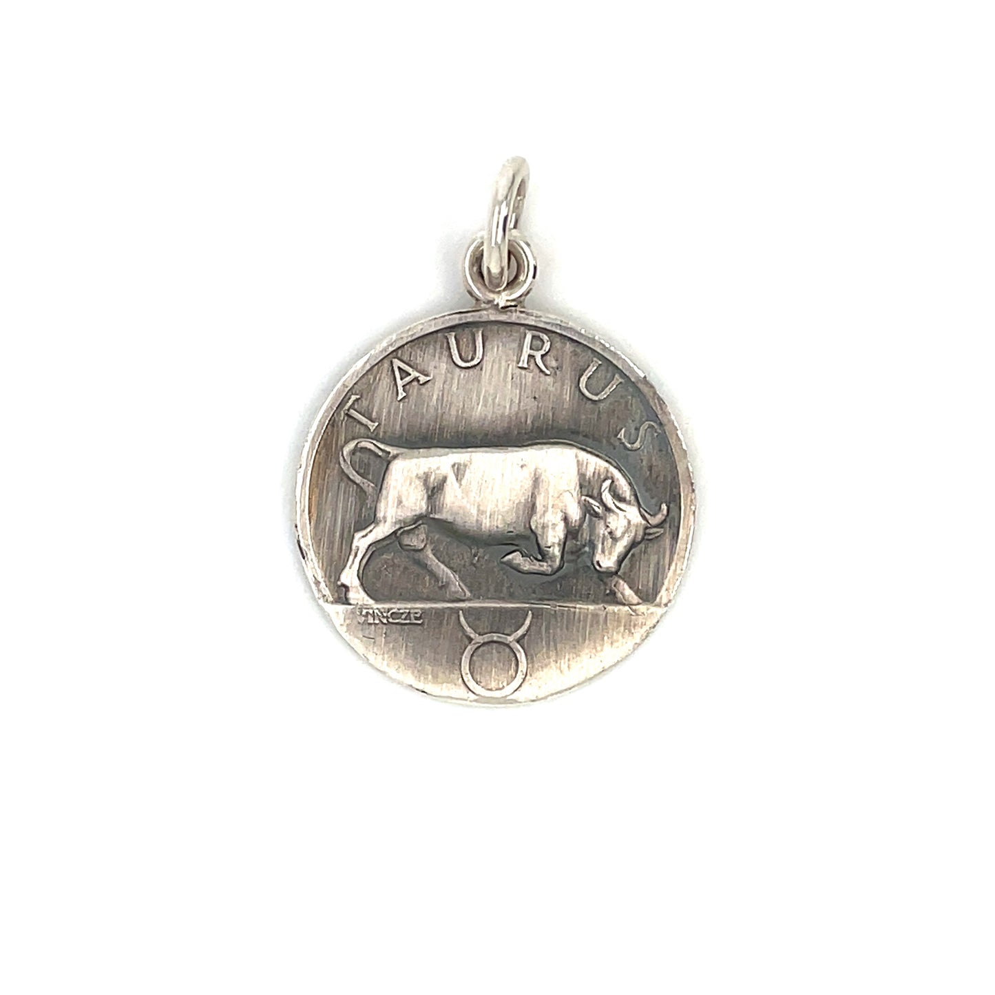 Silver Taurus Disc Pendant (22mm) & Chain
