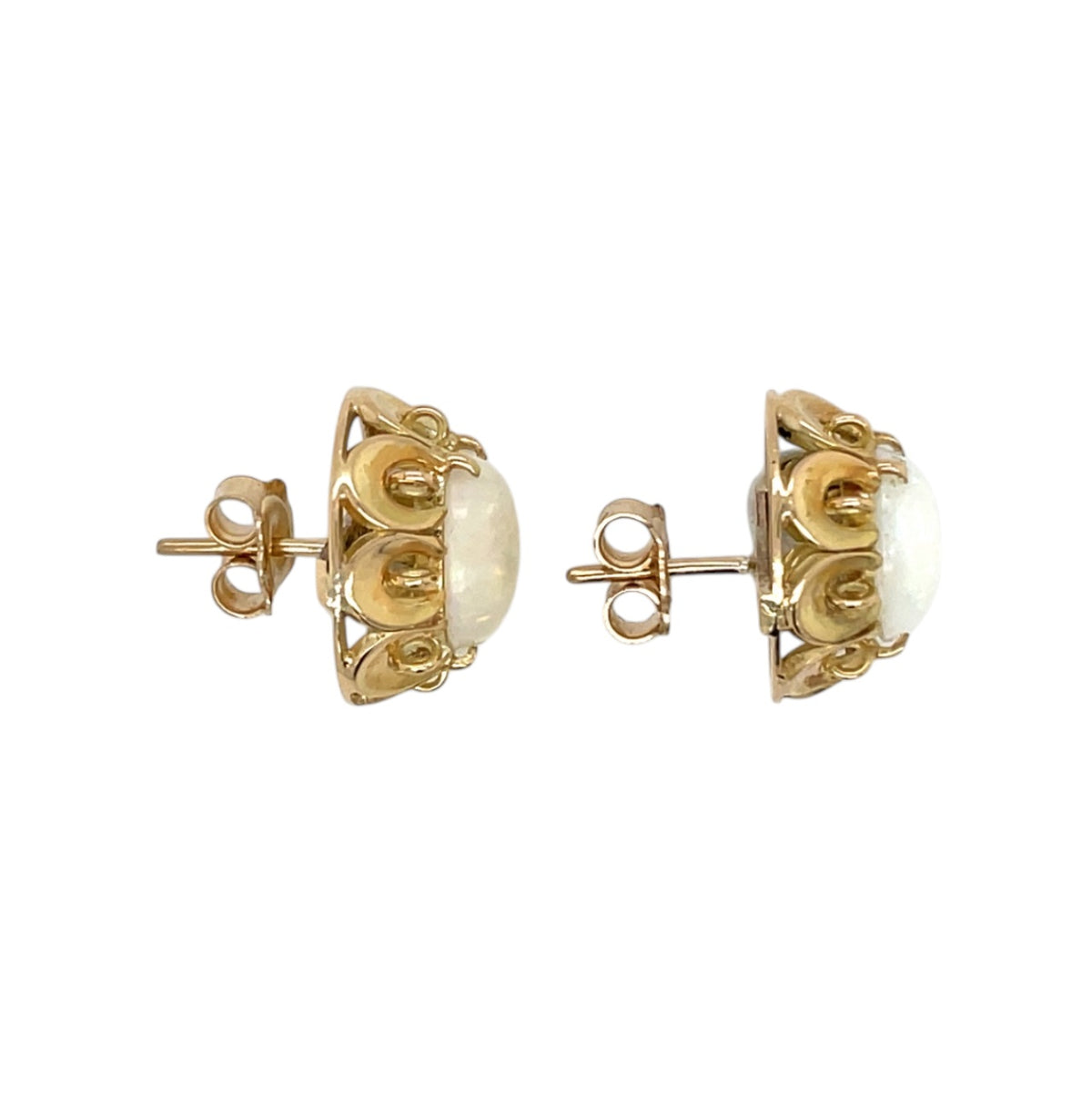9ct Yellow Gold Oval Opal Stud Earrings