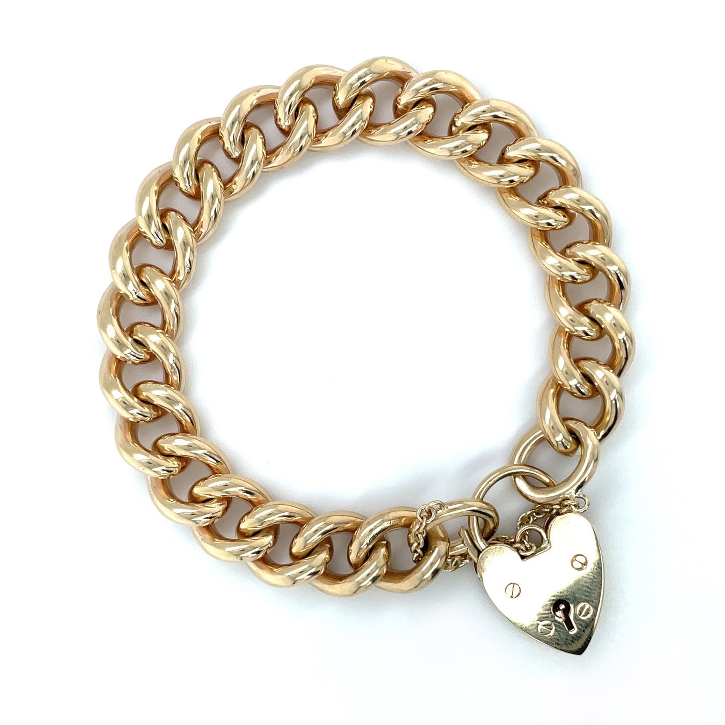 9ct Yellow Gold Heavy Curb Charm Bracelet