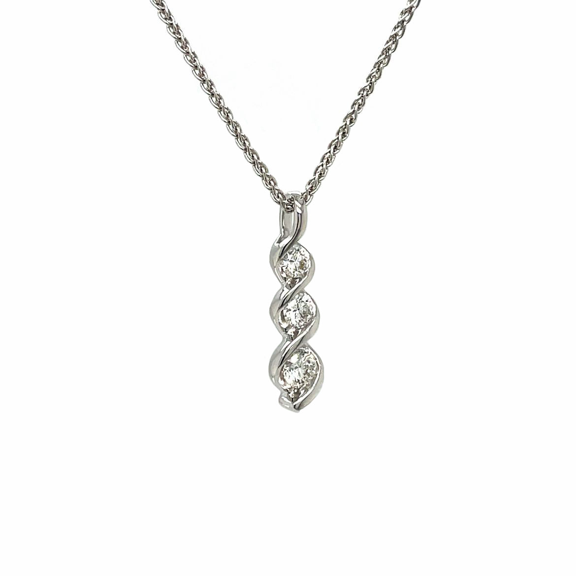18ct White Gold Twist Diamond Pendant