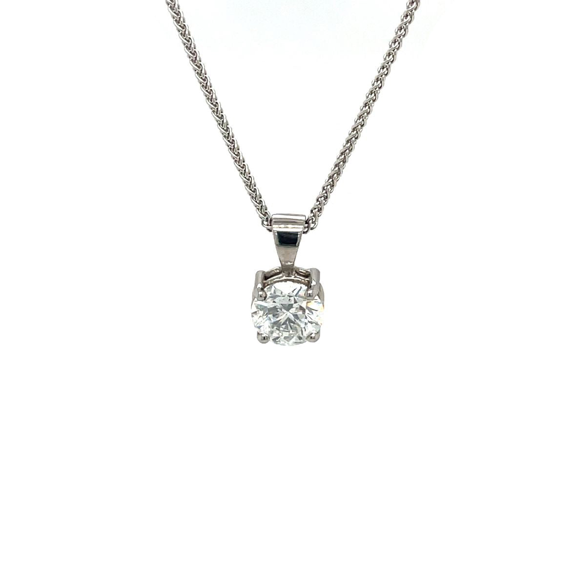 18ct White Gold Solitaire Diamond Pendant