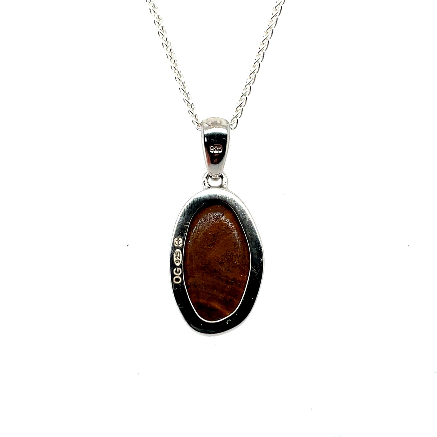 Silver Oval Opal Pendant & Chain (16-18")