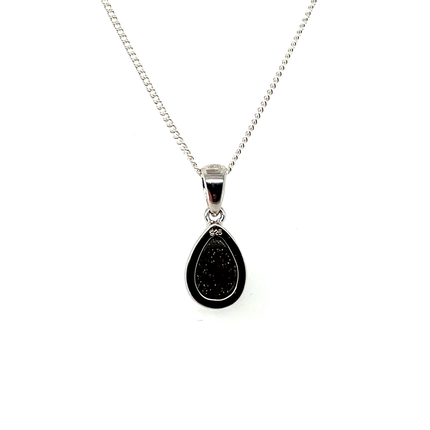Silver Teardrop Opal Pendant & Chain (16-18")