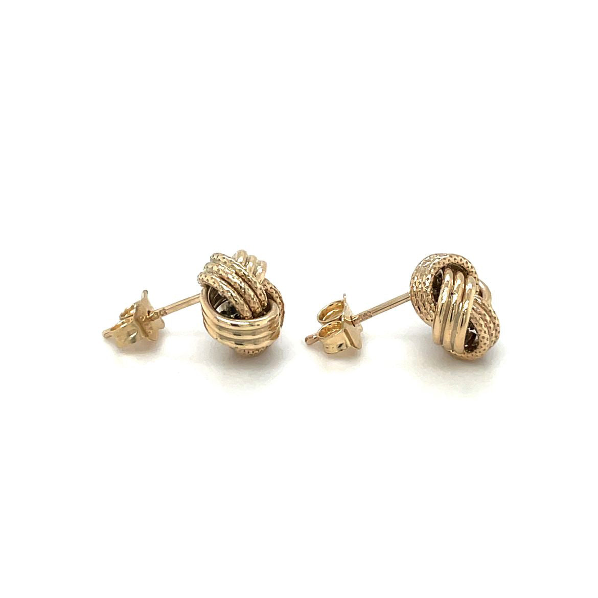 9ct Yellow Gold Textured Three-Strand Knot Stud Earrings
