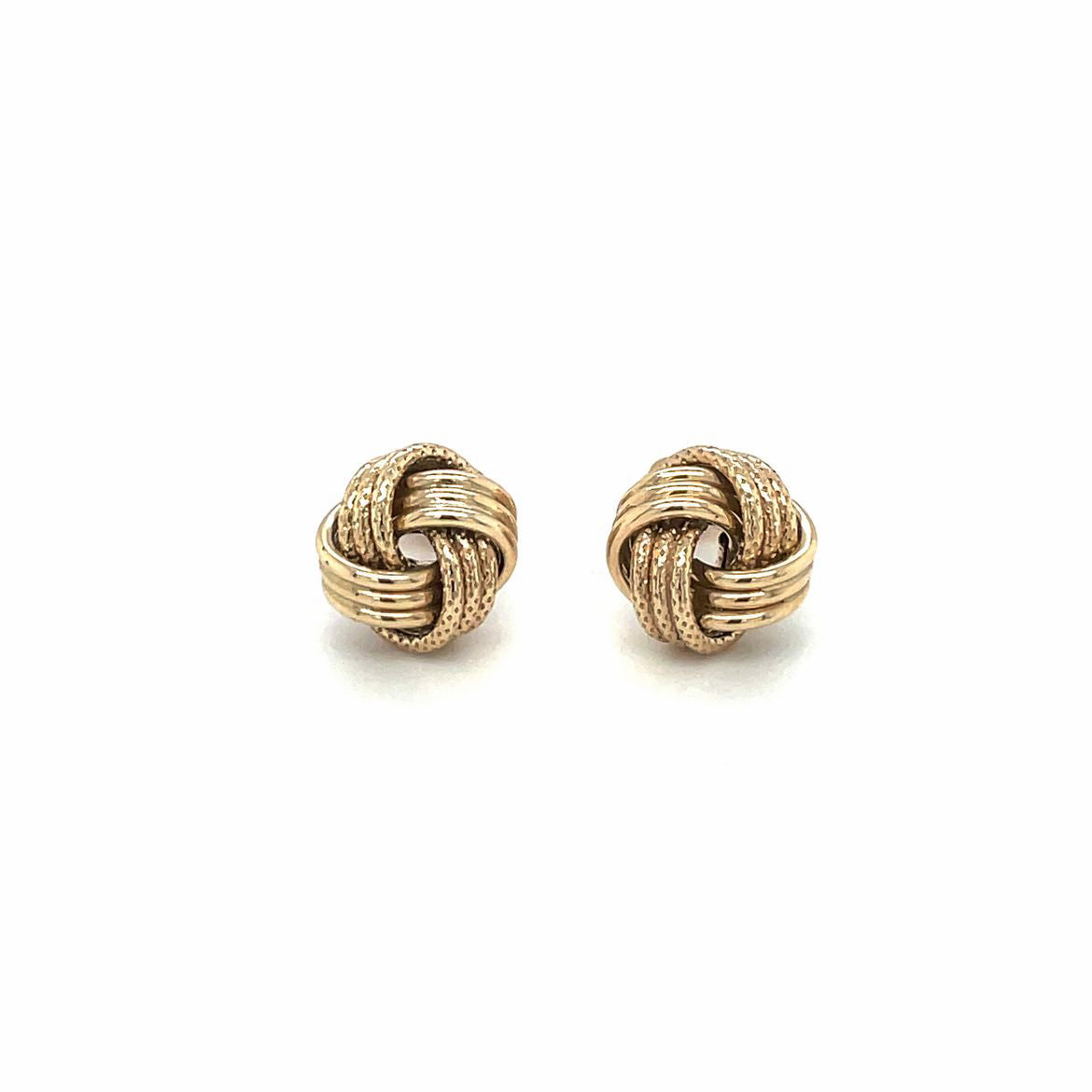 9ct Yellow Gold Textured Three-Strand Knot Stud Earrings