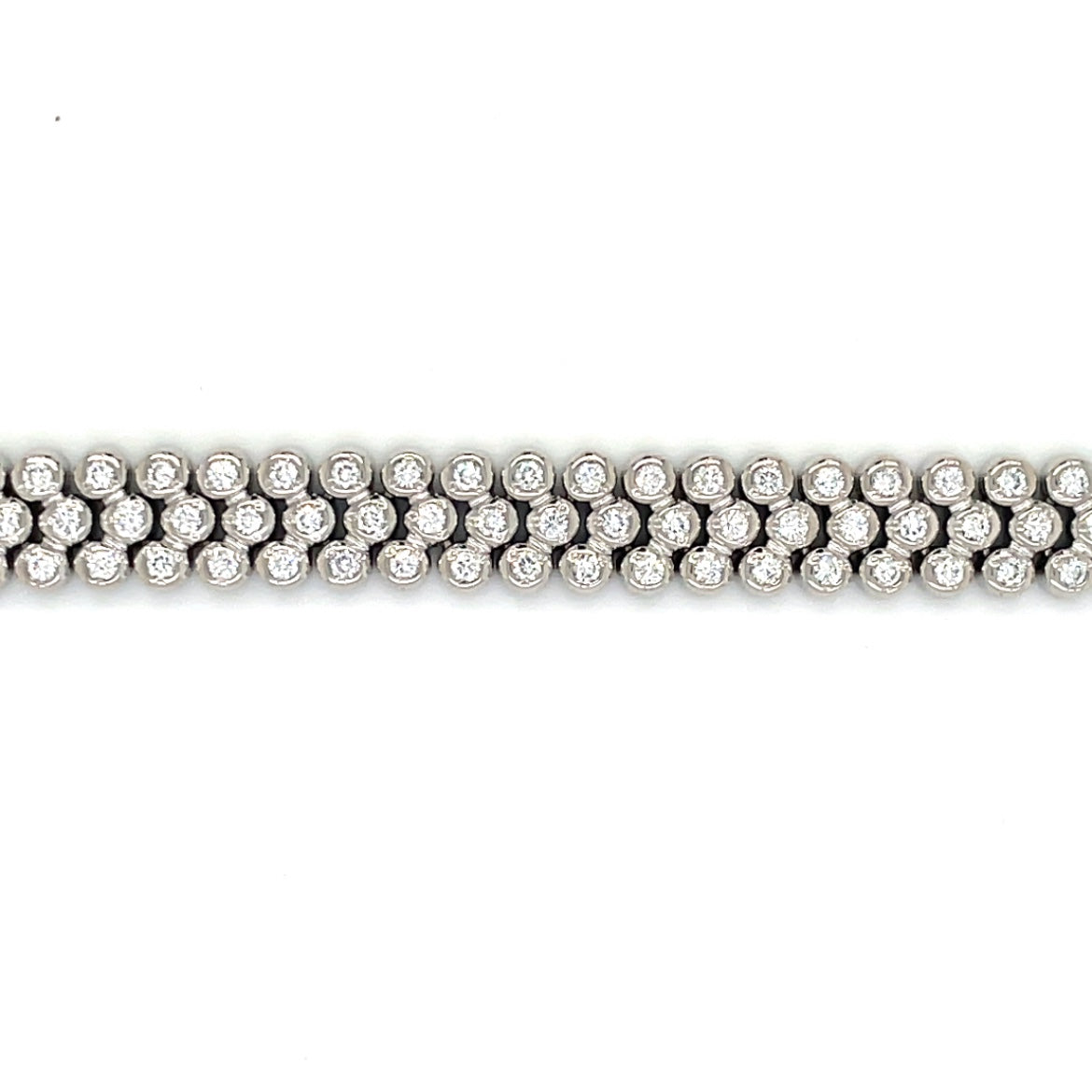18ct White Gold Diamond Three Row Bracelet