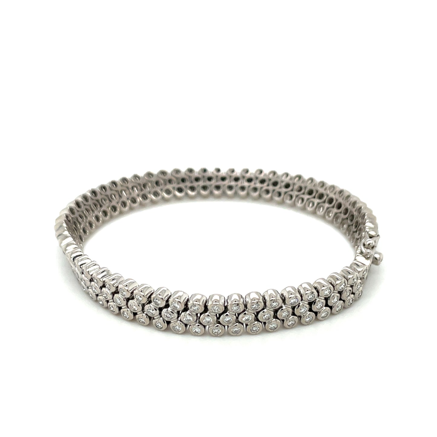 18ct White Gold Diamond Three Row Bracelet