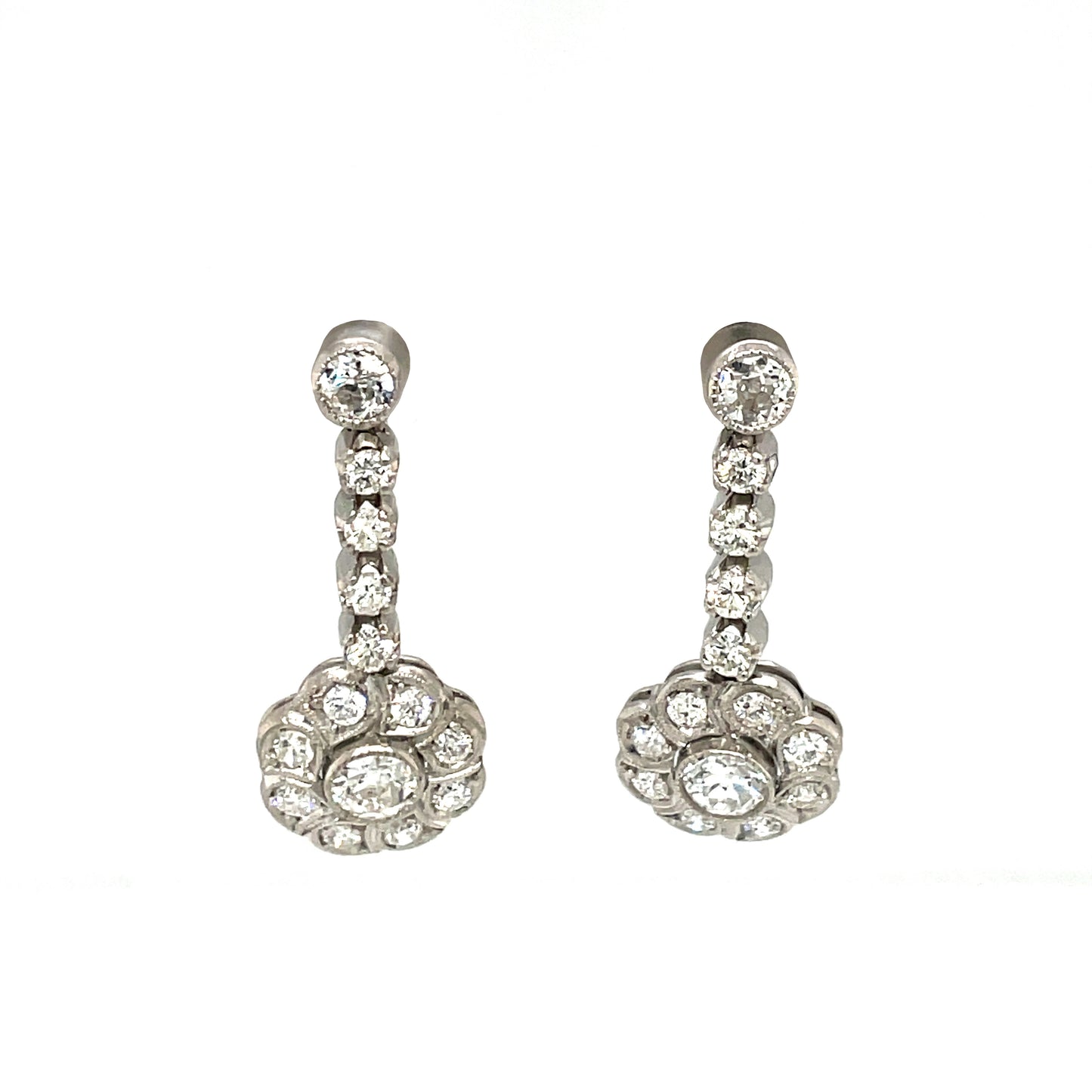 18ct White Gold Diamond Drop Earrings