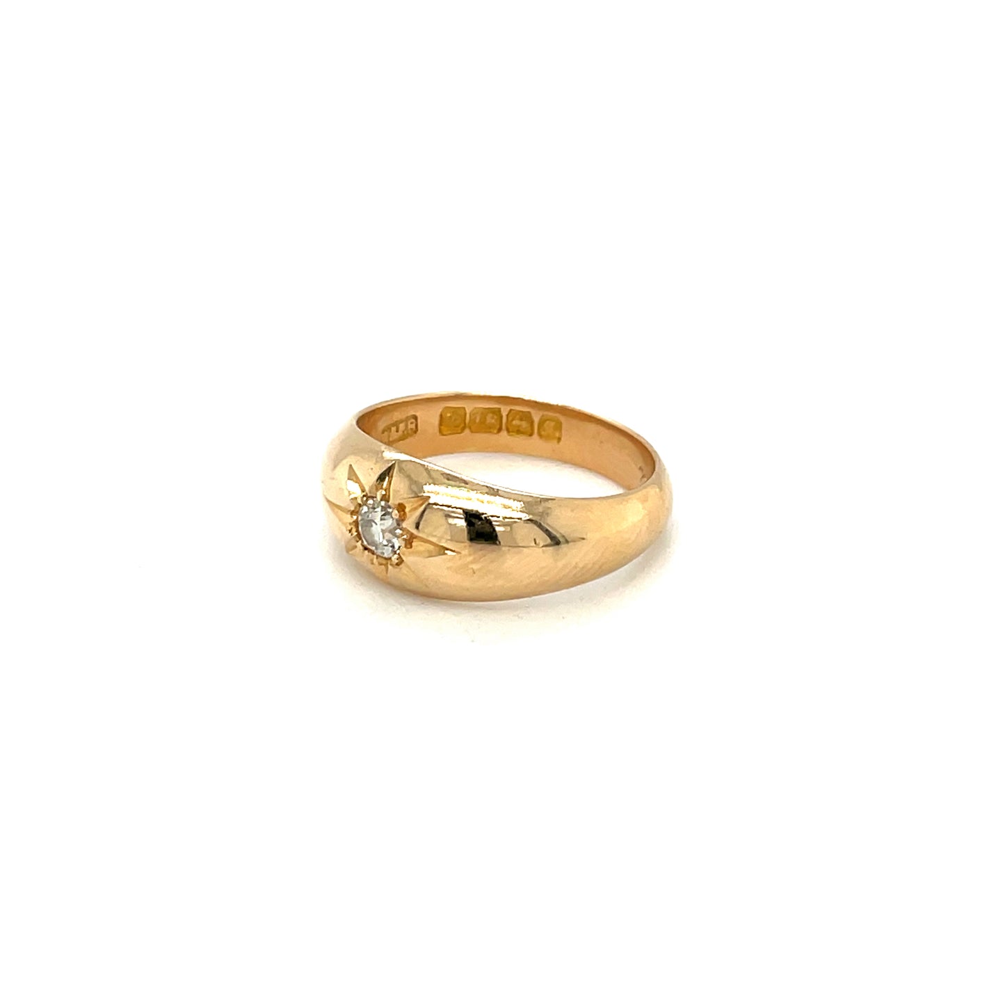 Antique 18ct Yellow Gold Diamond Star Setting Gypsy Ring