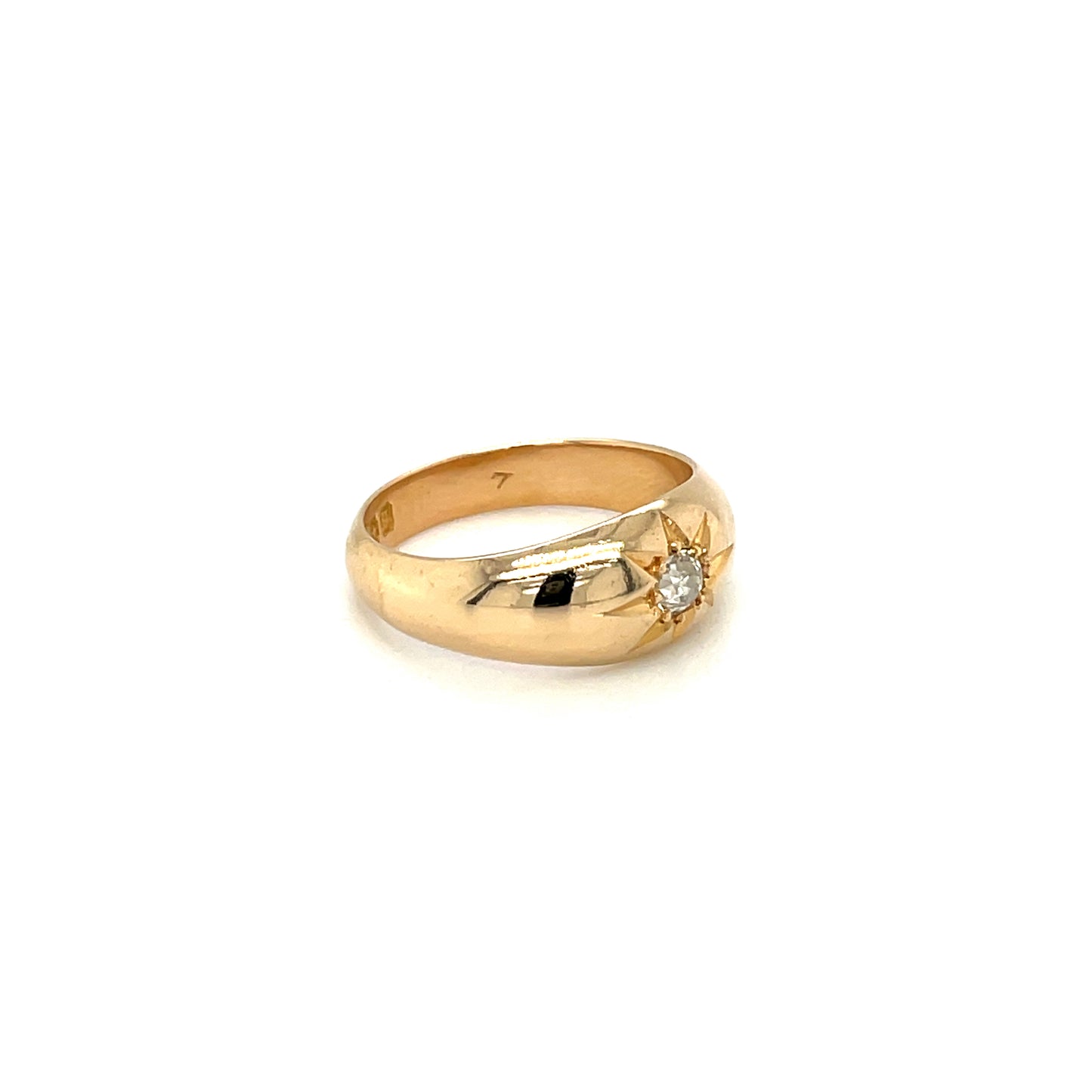 Antique 18ct Yellow Gold Diamond Star Setting Gypsy Ring