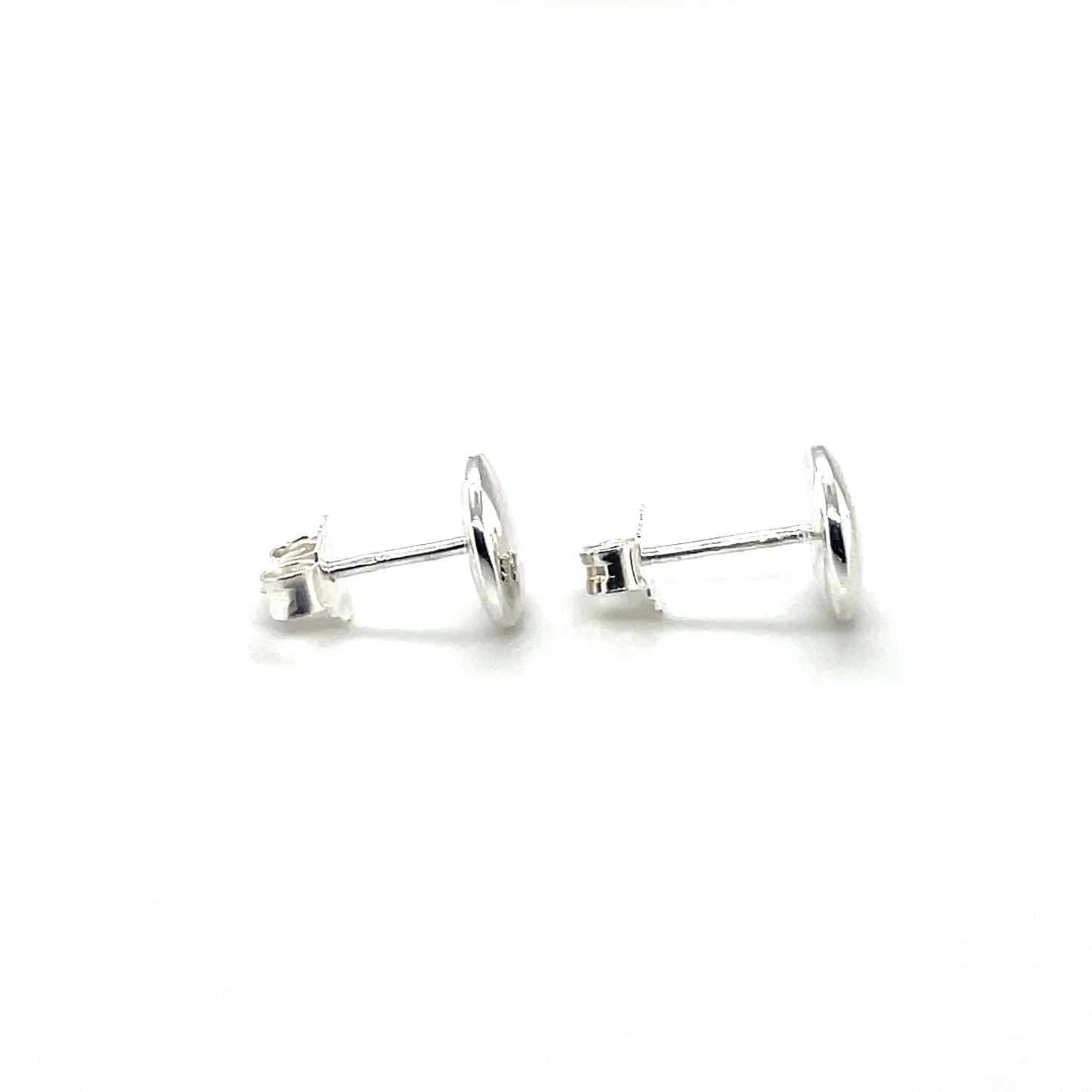 Silver Button Stud Earrings