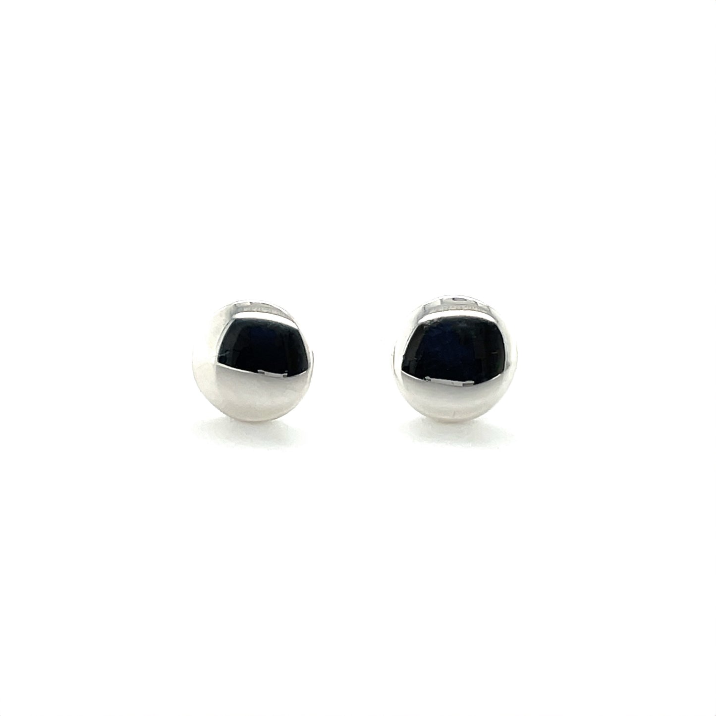 Silver Button Stud Earrings