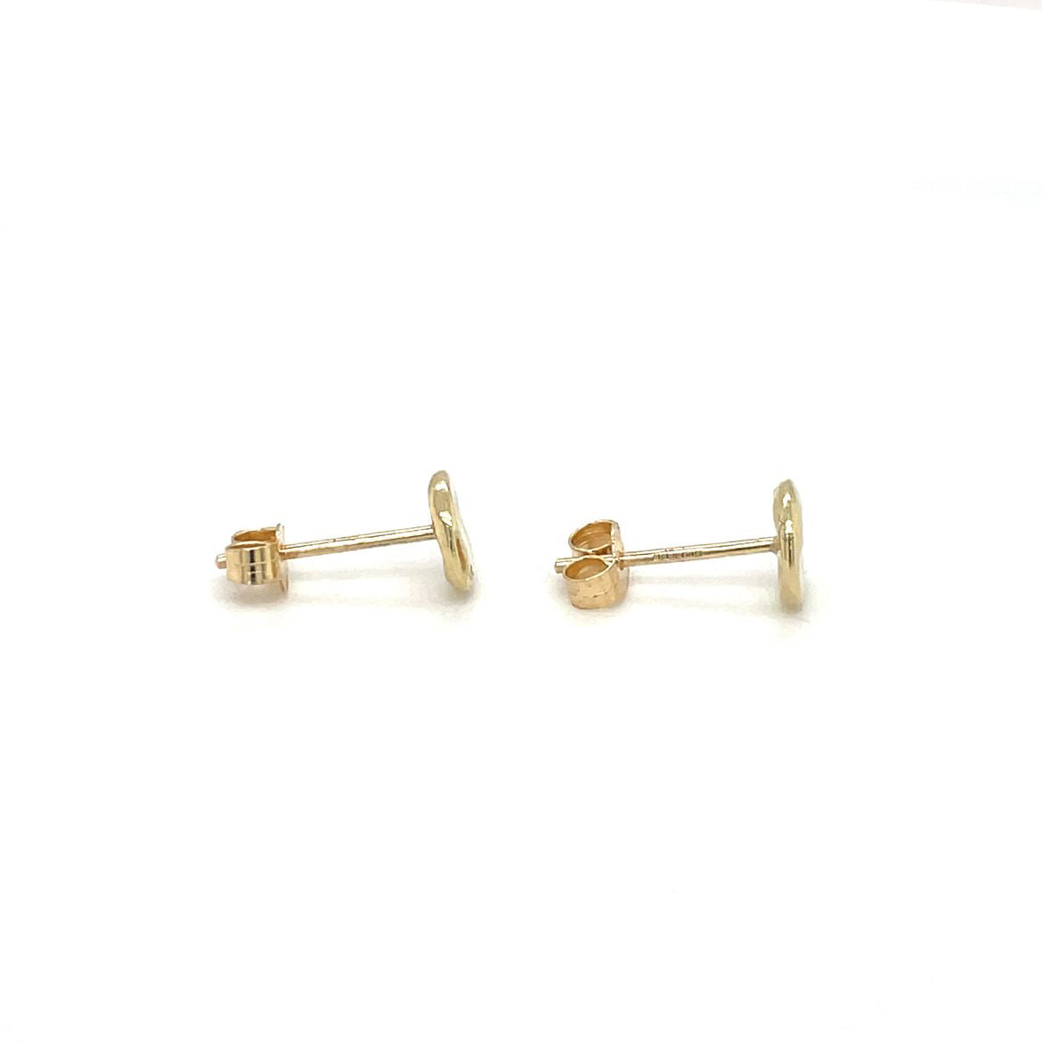9ct Yellow Gold Textured Circle Stud Earrings