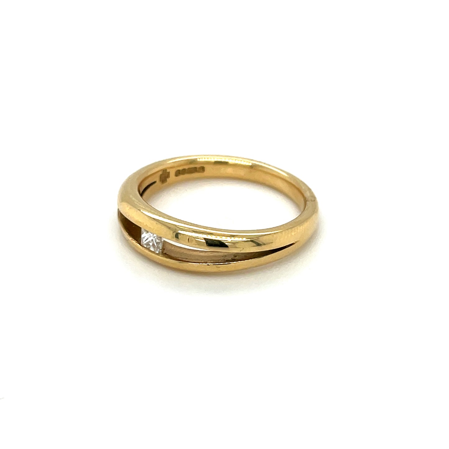 18ct Yellow gold Princess-Cut Diamond Solitaire Split Ring
