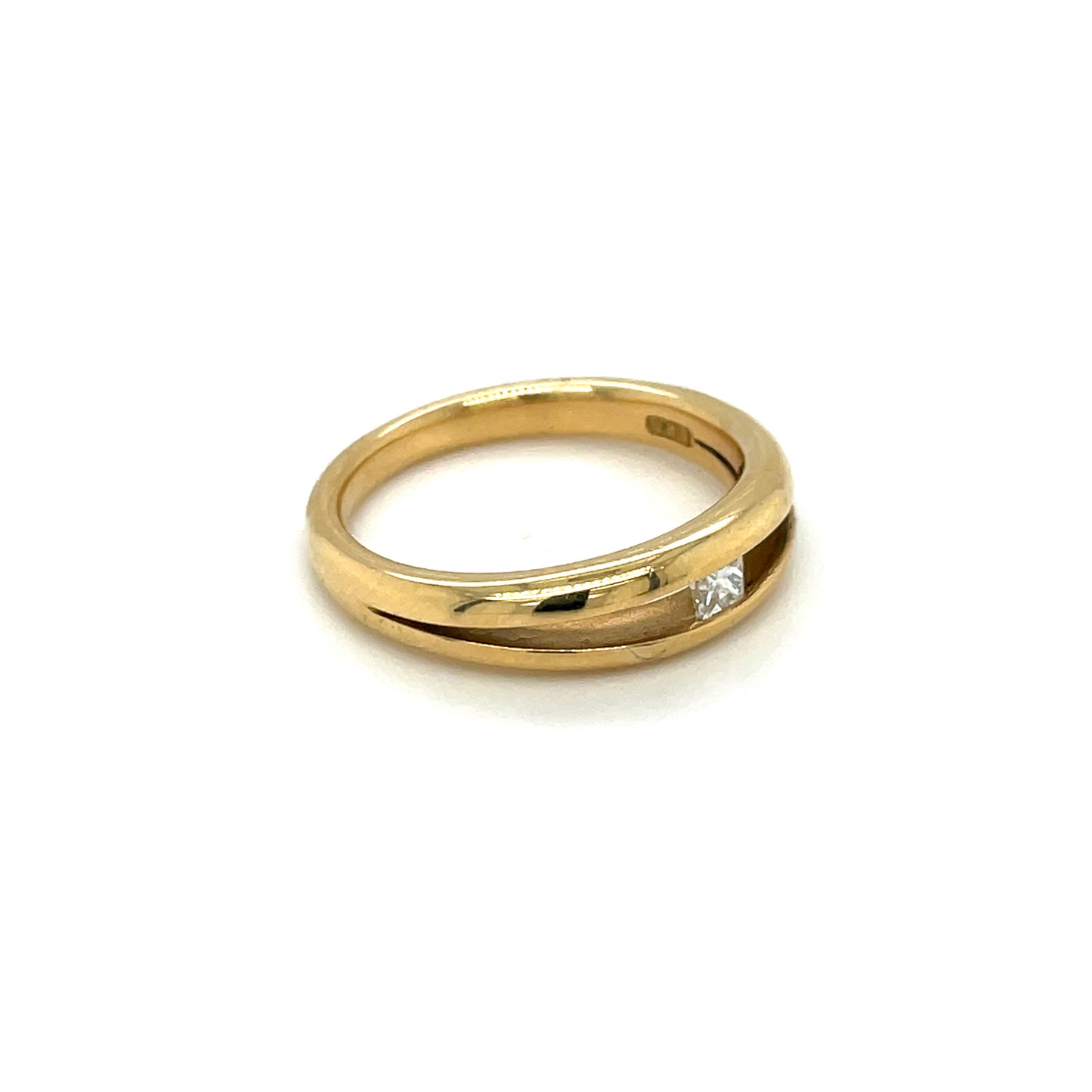 18ct Yellow gold Princess-Cut Diamond Solitaire Split Ring