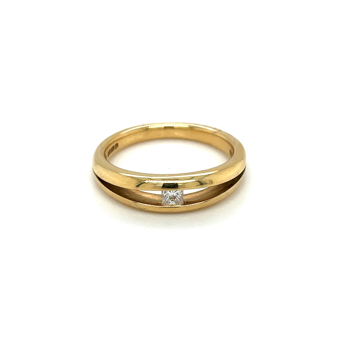 18ct Yellow gold Princess-Cut Diamond Solitaire Split Ring