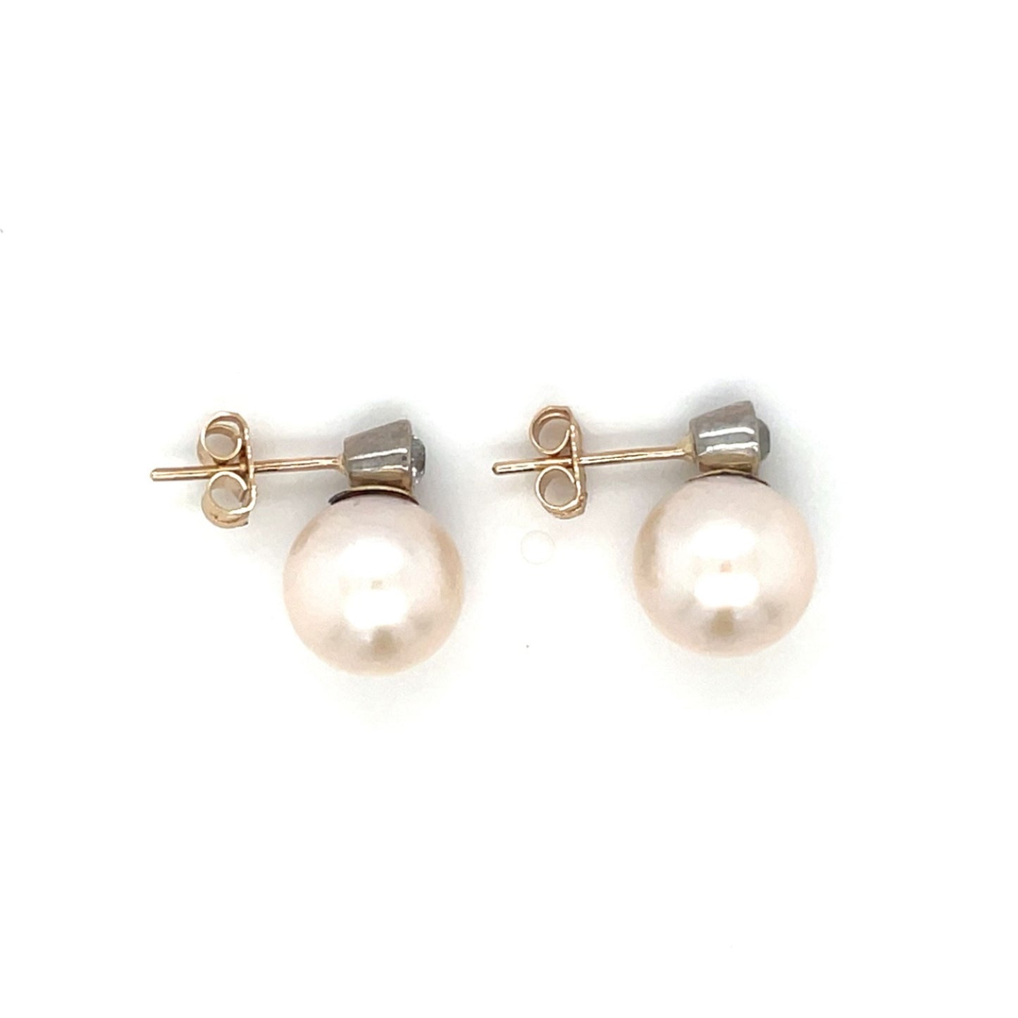 Yellow & White Gold Pearl & Diamond Set Studs