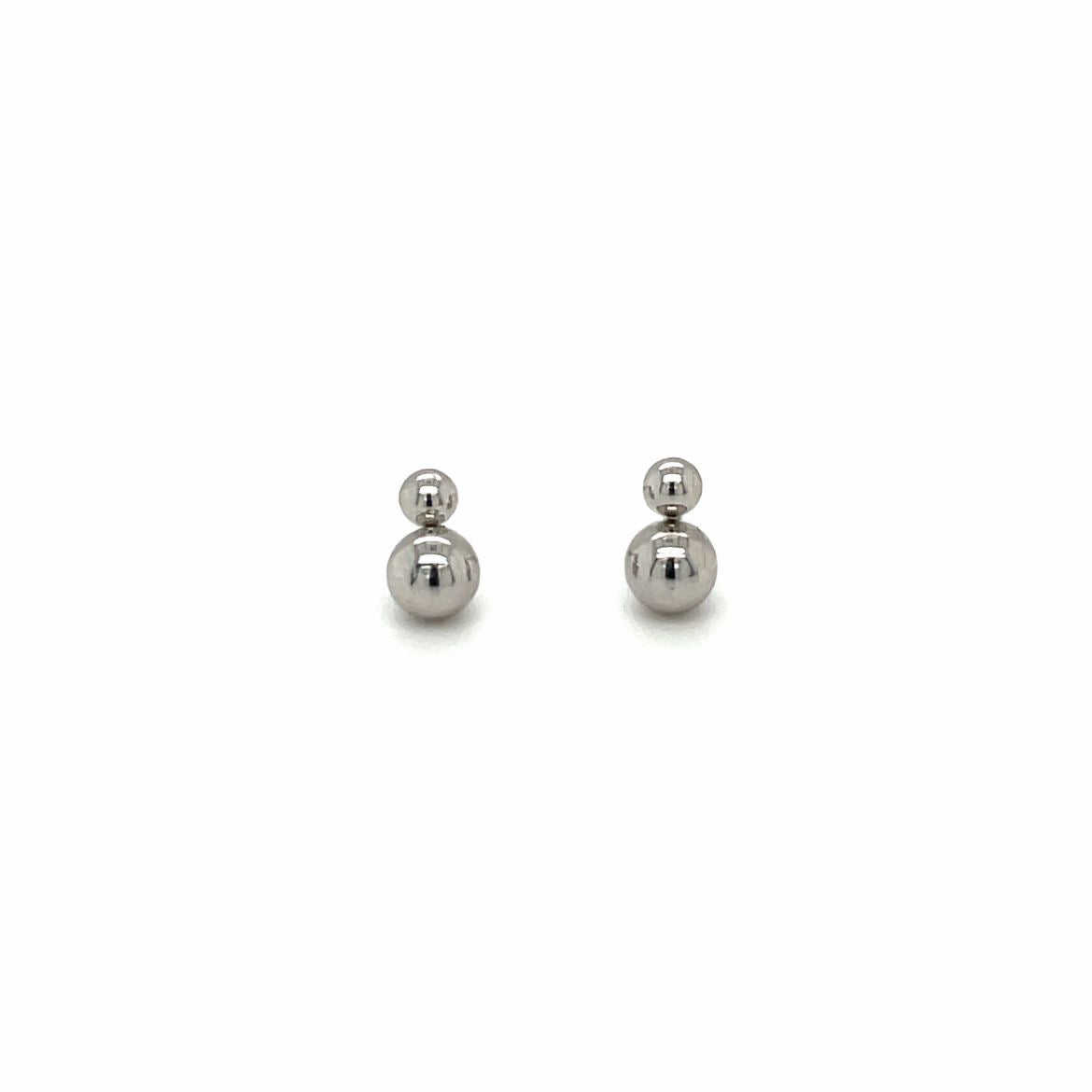 9ct White Gold Double Ball Stud Earrings
