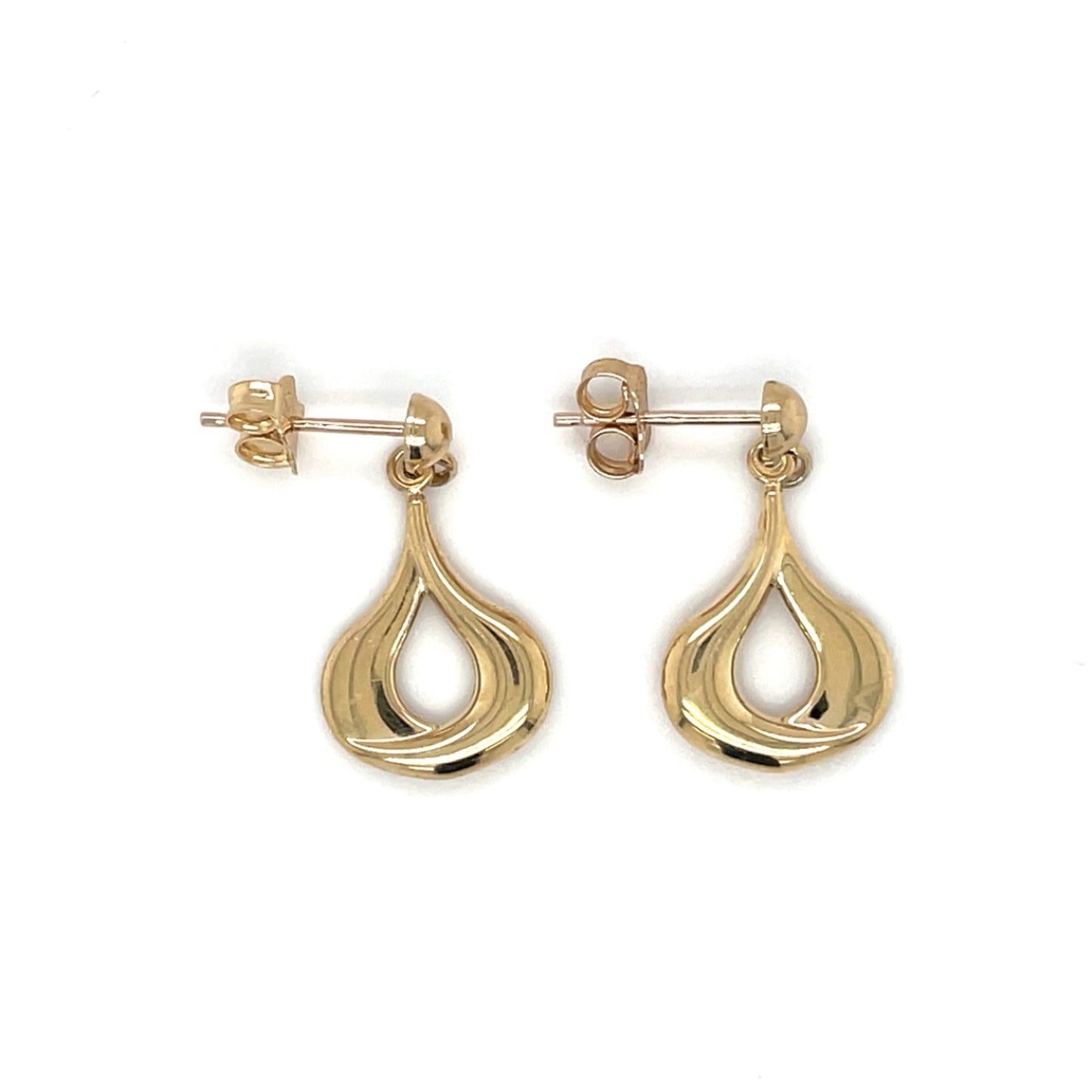 9ct Yellow Gold Wide Pear Drop Earrings