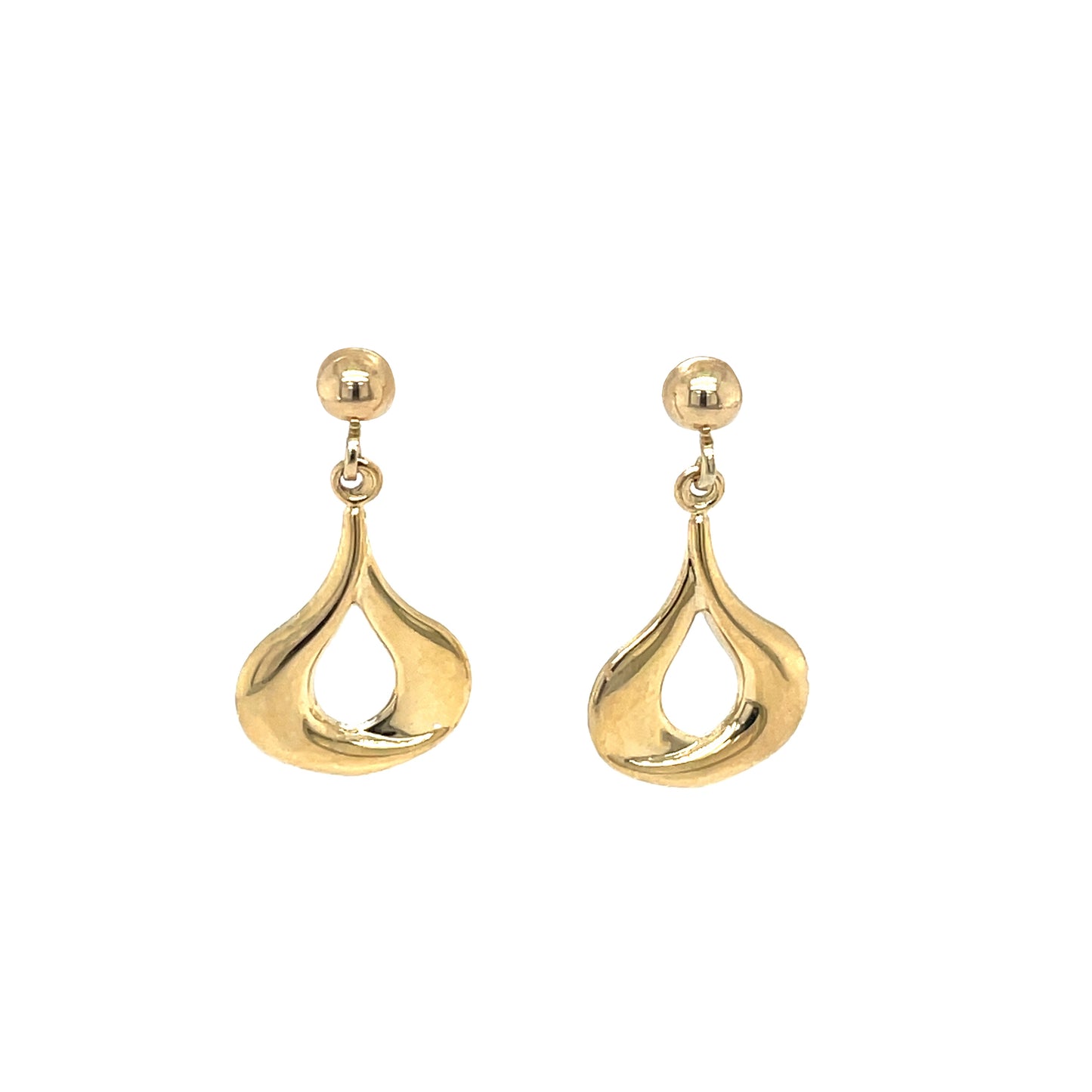 9ct Yellow Gold Wide Pear Drop Earrings