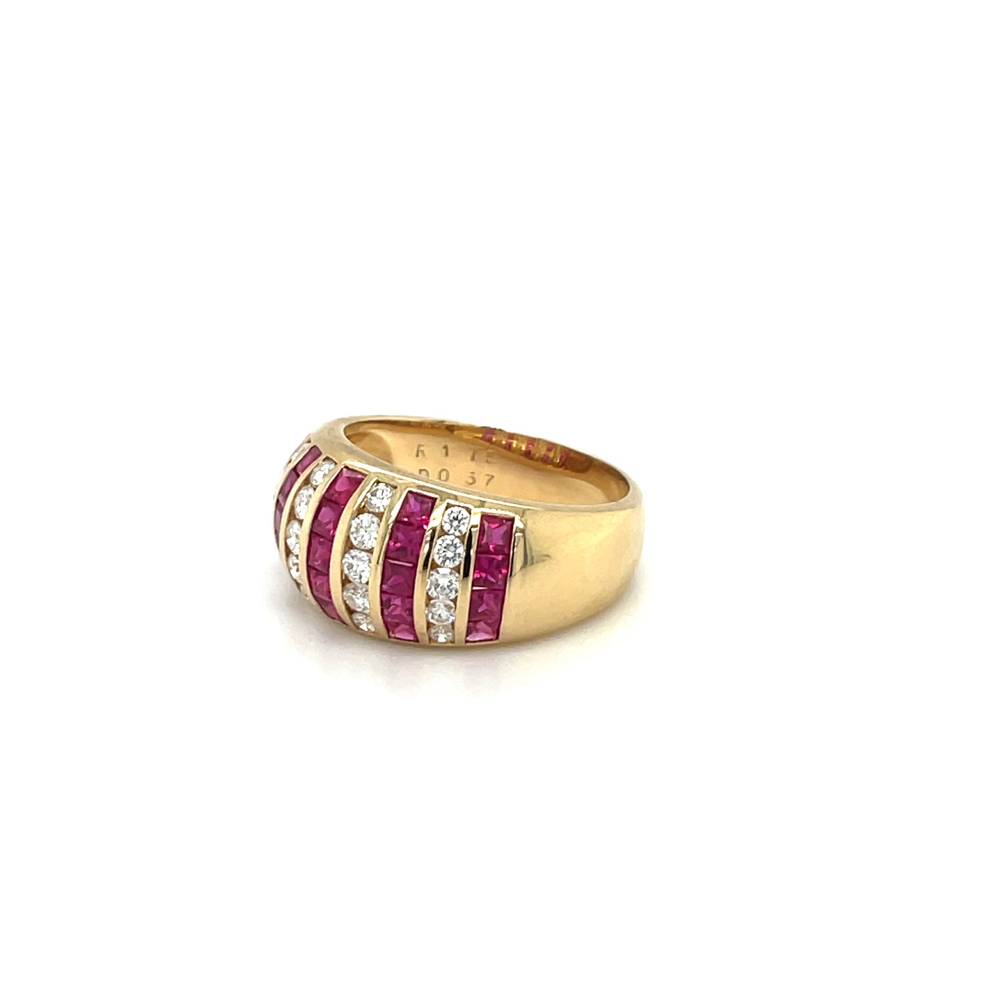 Yellow Gold Ruby & Diamond Eternity Cluster Ring
