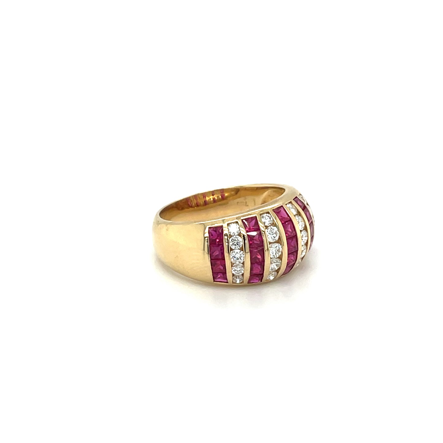 Yellow Gold Ruby & Diamond Eternity Cluster Ring