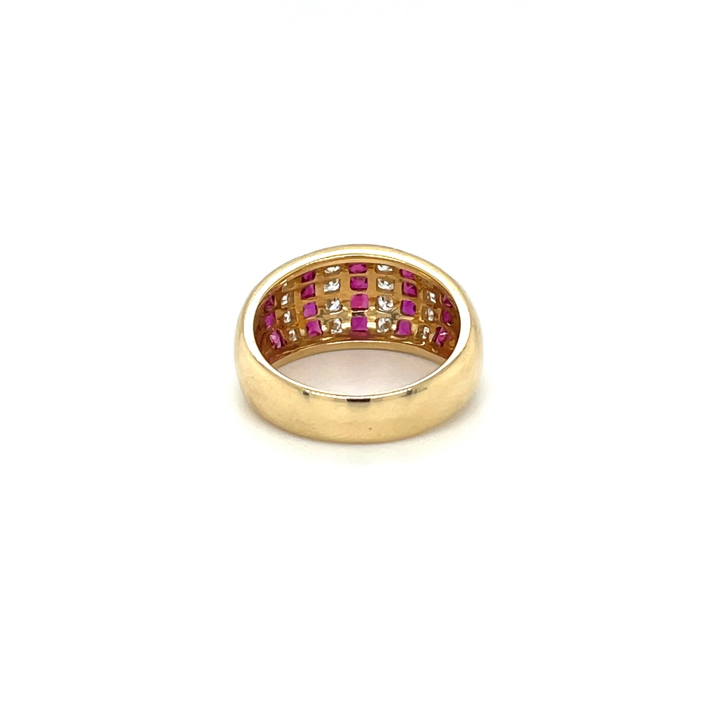 Yellow Gold Ruby & Diamond Eternity Cluster Ring