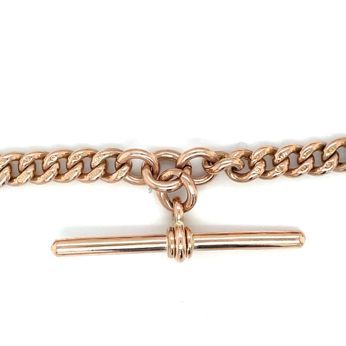 9ct Yellow Gold Watch Chain & Fob & T-Bar
