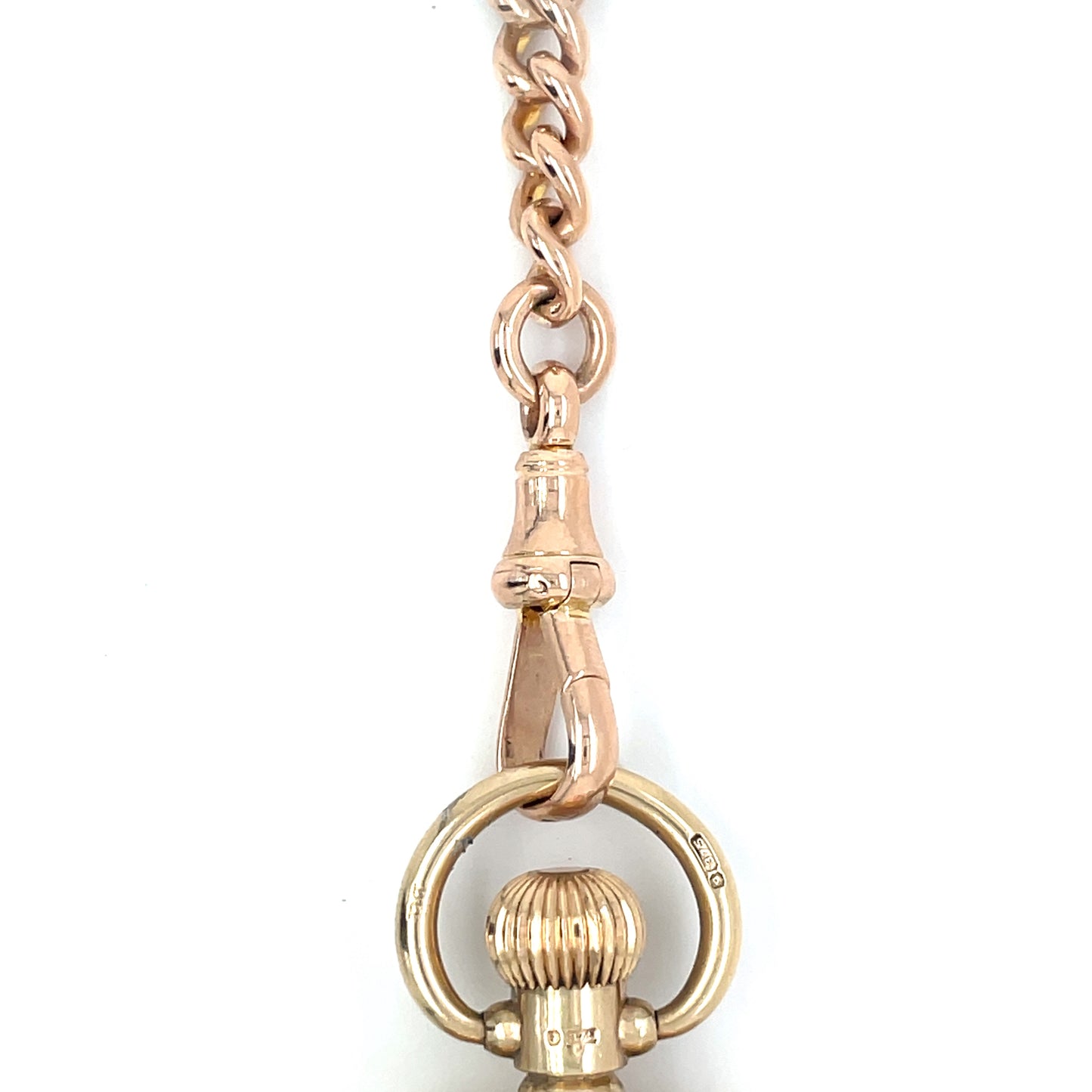 9ct Yellow Gold Watch Chain & Fob & T-Bar