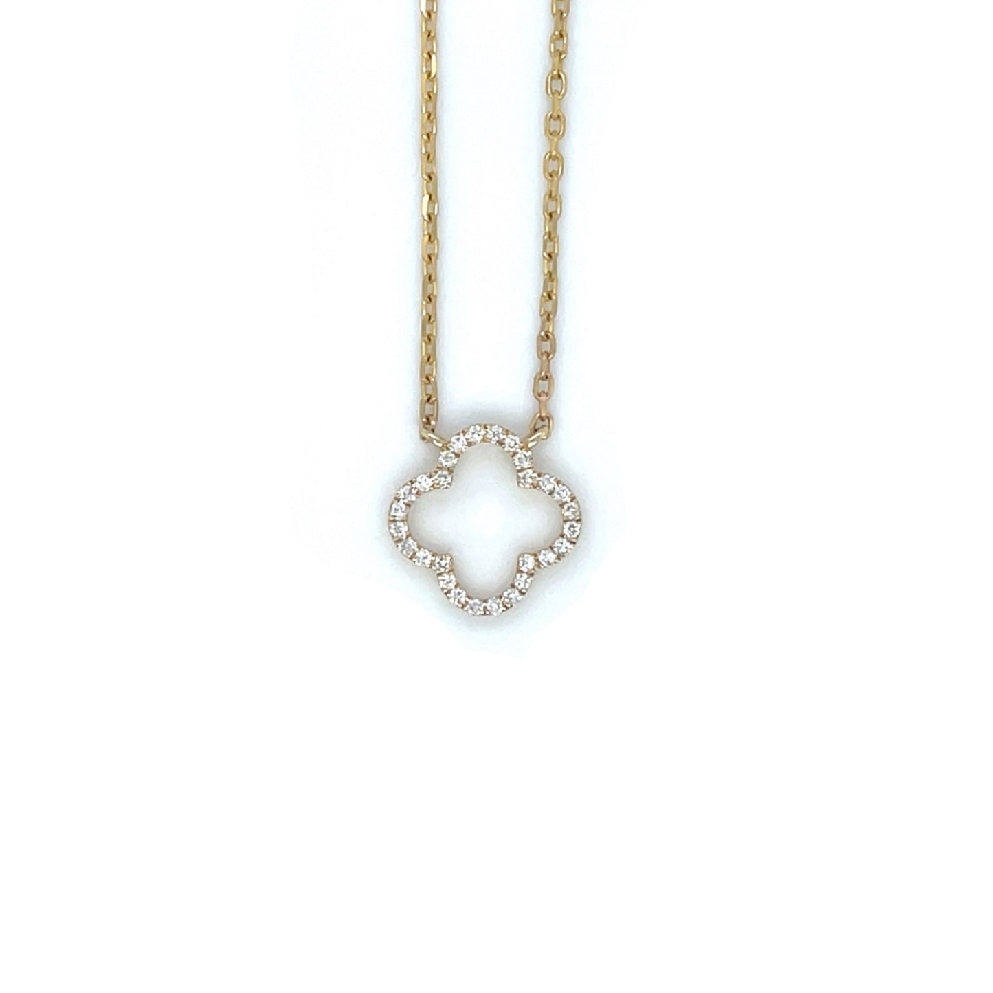 9ct Yellow Gold Diamond Clover Pendant
