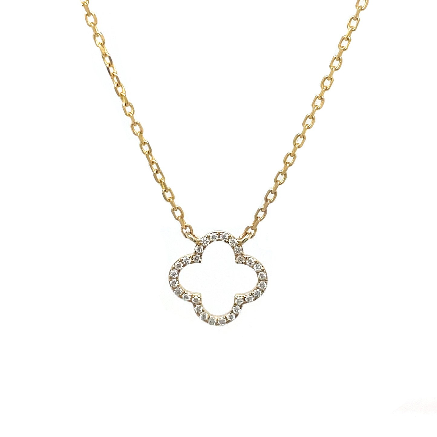 9ct Yellow Gold Diamond Clover Pendant