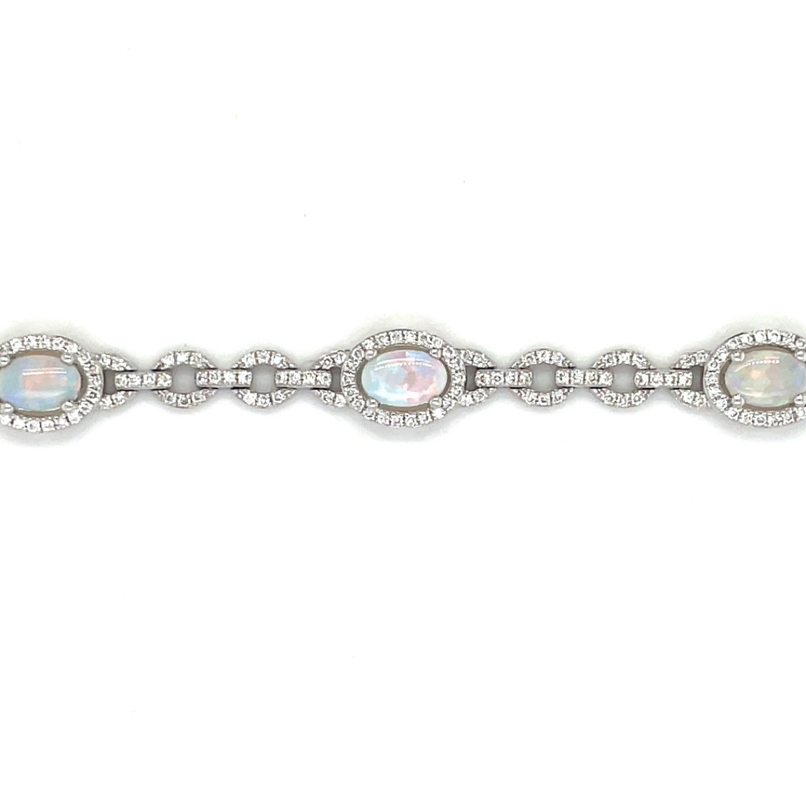 18ct White Gold Opal & Diamond Bracelet