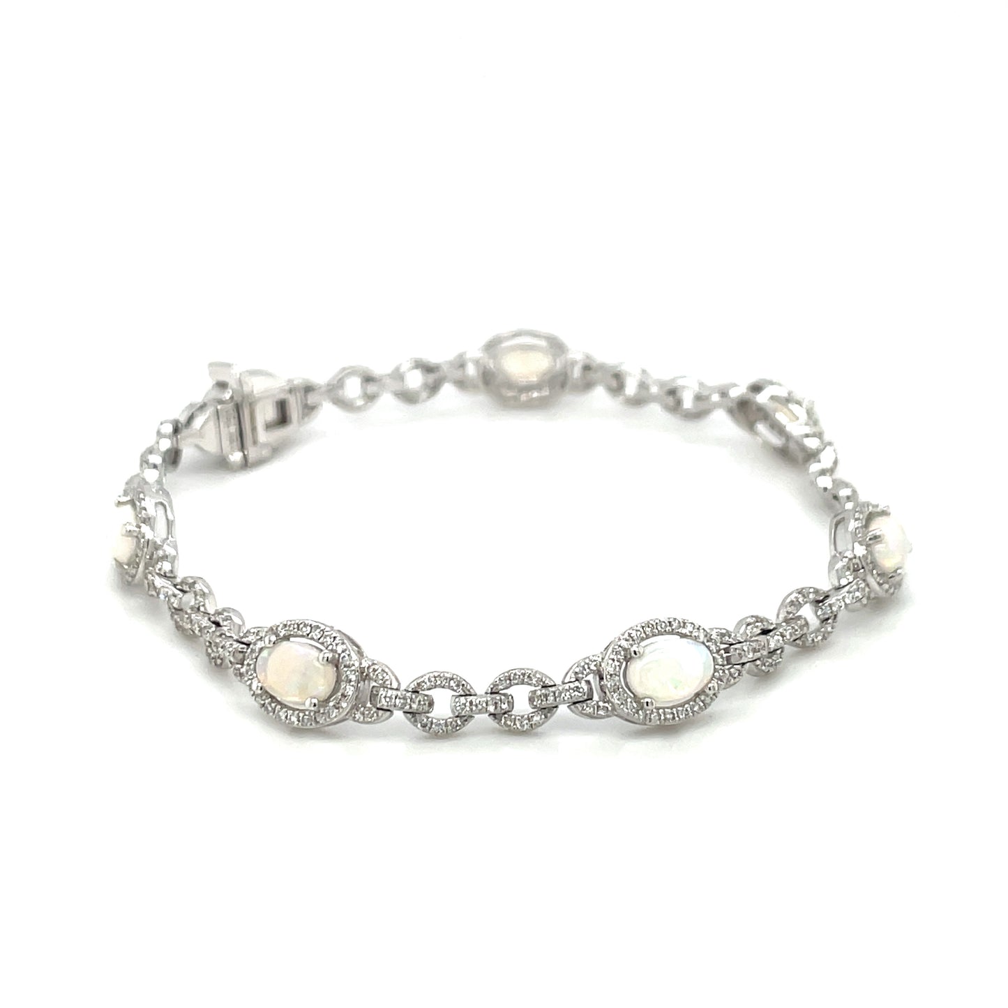 18ct White Gold Opal & Diamond Bracelet