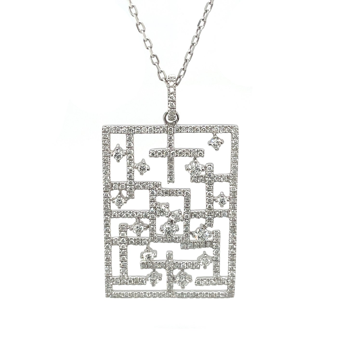 18ct White Gold Diamond "maze" Pendant