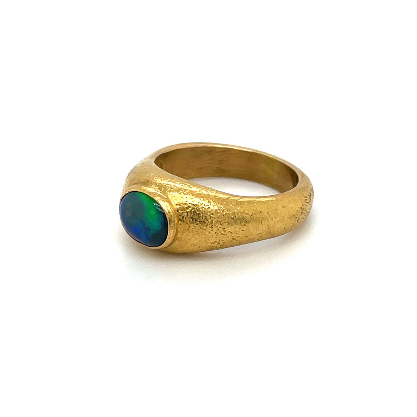 22ct Yellow Gold Black Opal Gypsy Ring