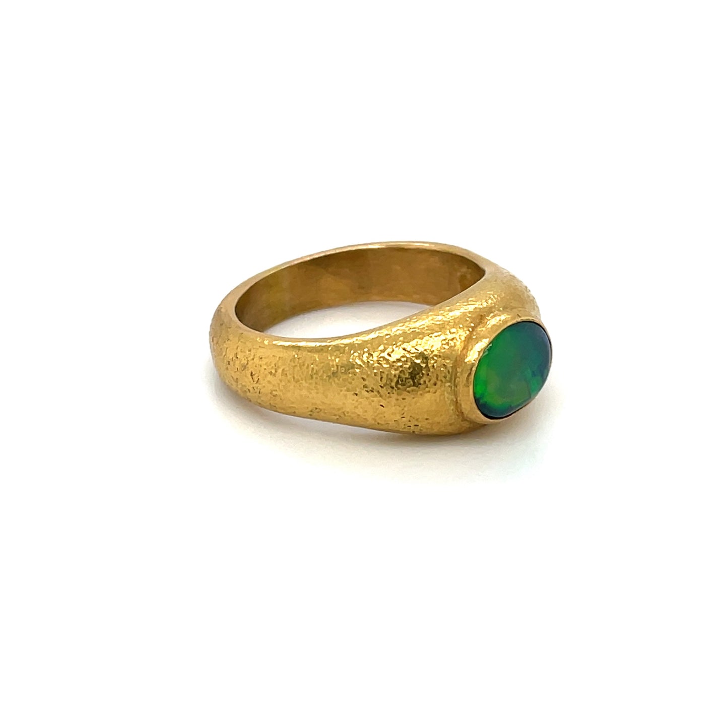 22ct Yellow Gold Black Opal Gypsy Ring
