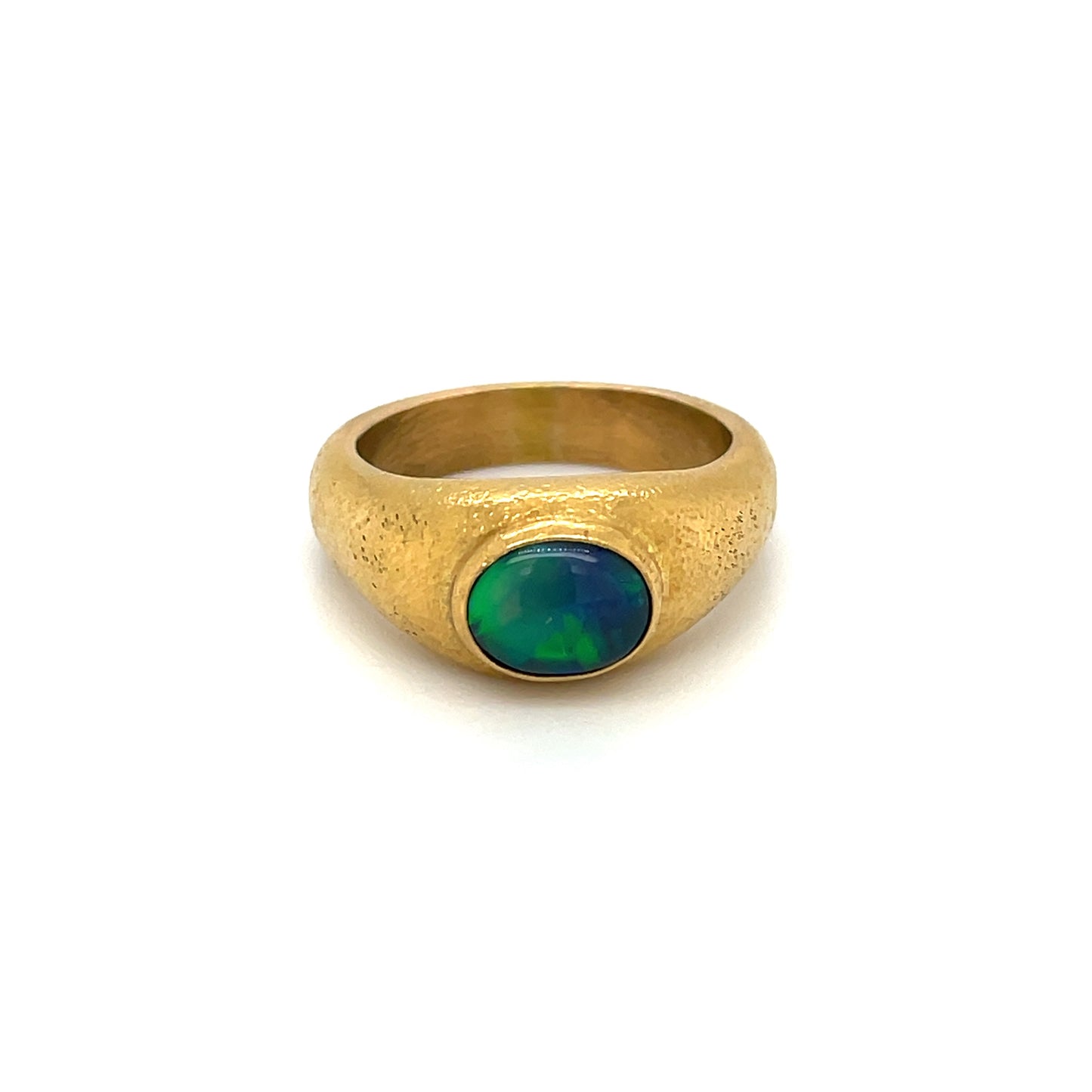 22ct Yellow Gold Black Opal Gypsy Ring