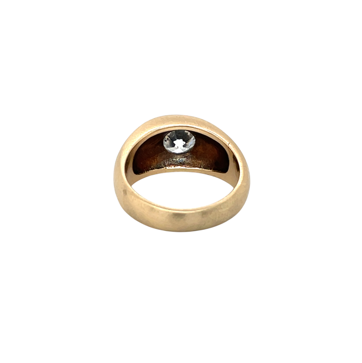9ct Yellow Gold Matte Cushion-cut Diamond Gypsy Ring (L1/2)
