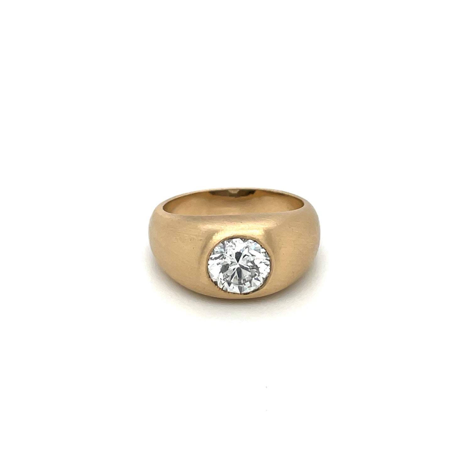 Matte 9ct Yellow Gold Cushion-cut Diamond Gypsy Ring