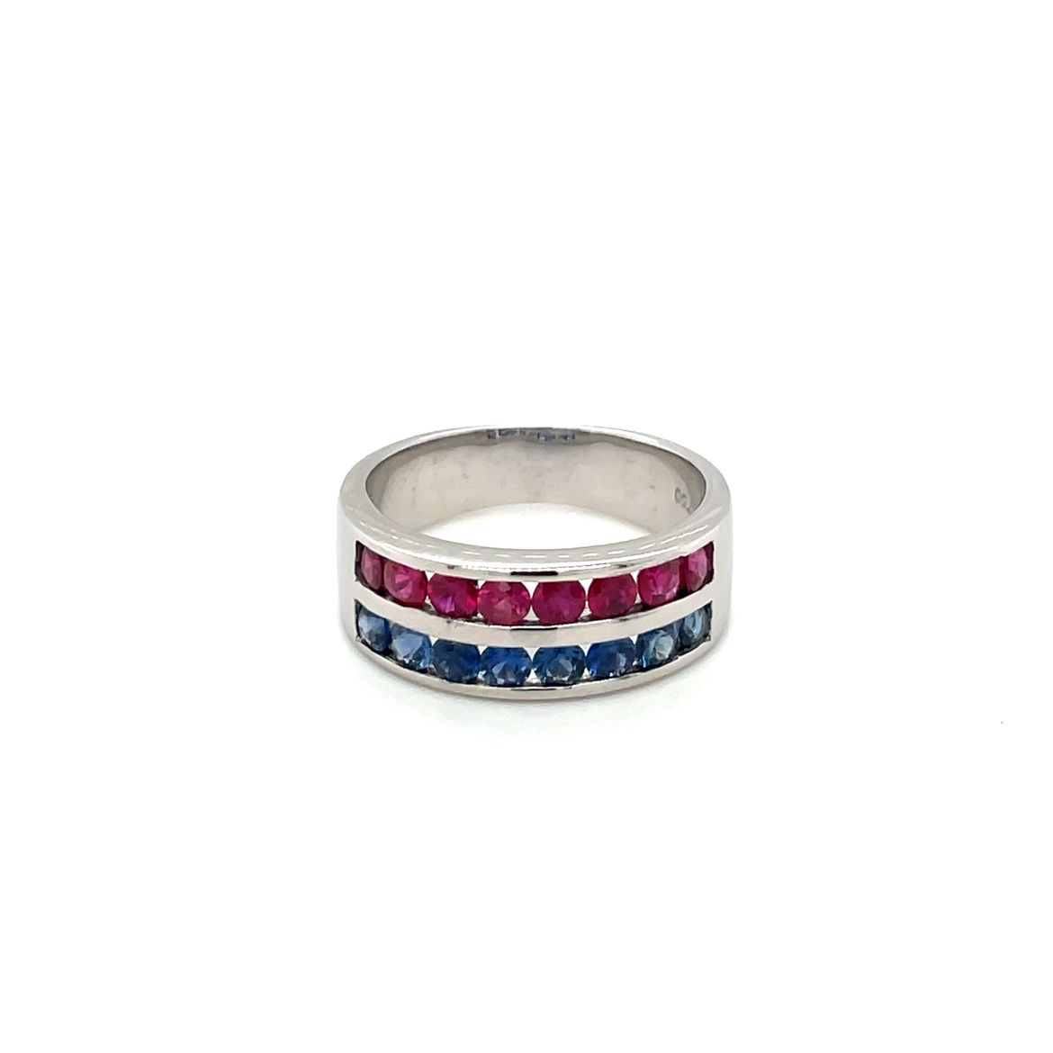 White Gold Sapphire & Ruby Eternity Ring