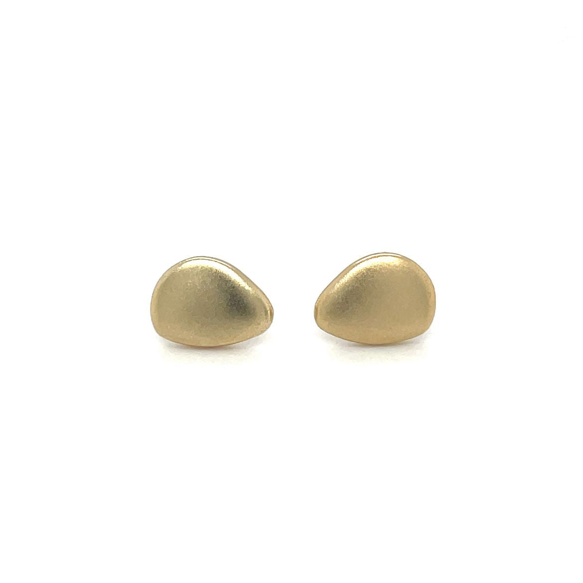 9ct Yellow Gold Satin 'pebble' Stud Earrings