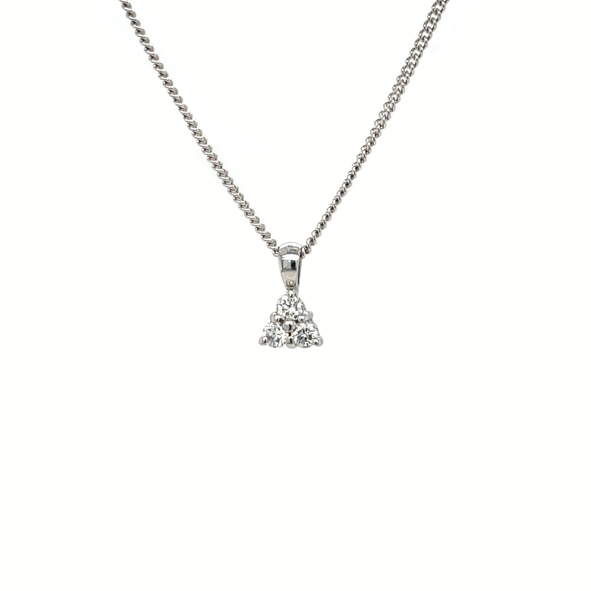 18ct White Gold Triangle Diamond Pendant