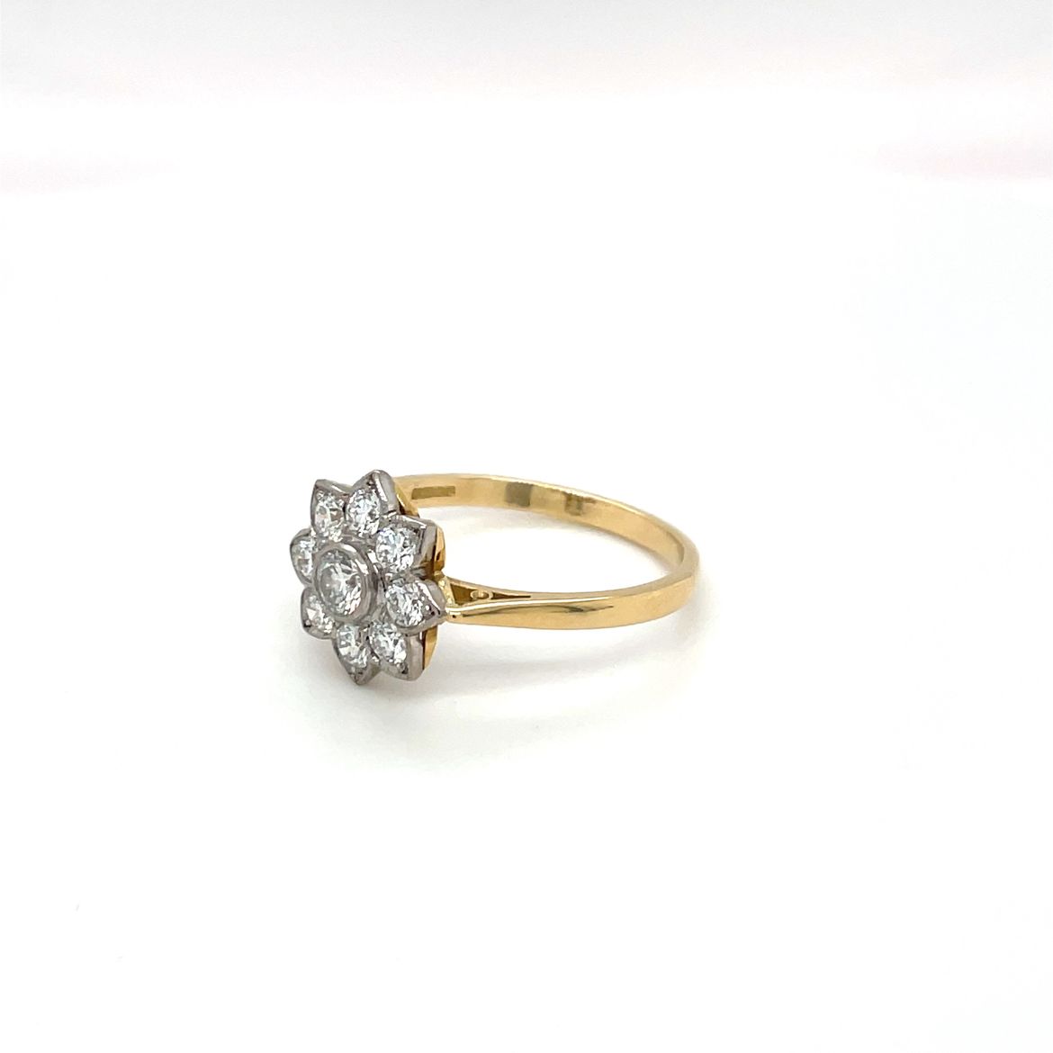18ct Yellow & White Gold Diamond Flower Cluster Ring