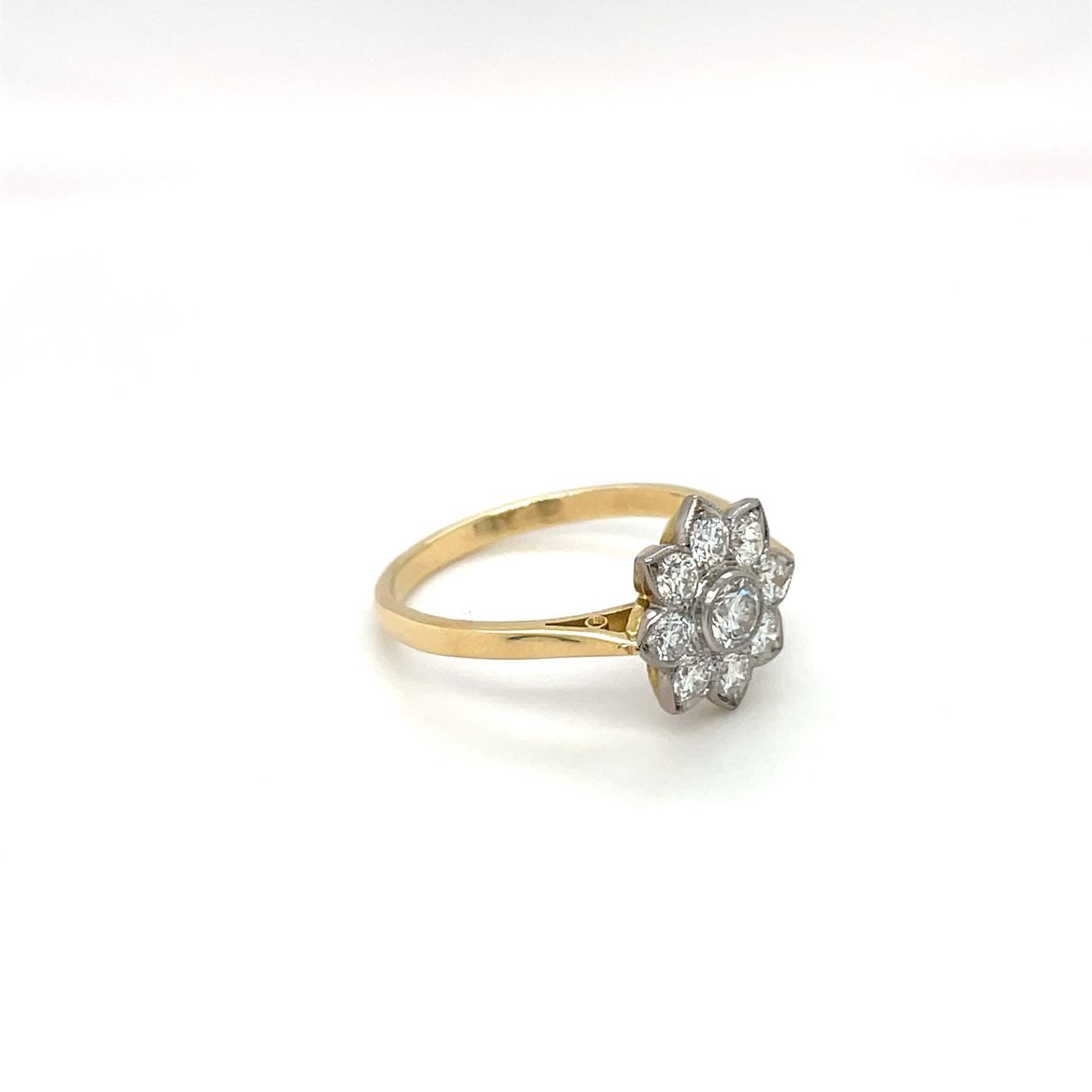 18ct Yellow & White Gold Diamond Flower Cluster Ring