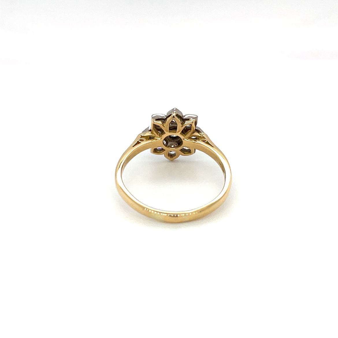 18ct Yellow & White Gold Diamond Flower Cluster Ring