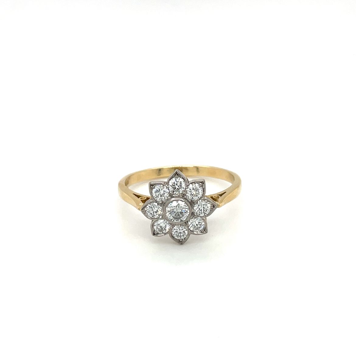 18ct Yellow & White Gold Diamond Flower Cluster Ring