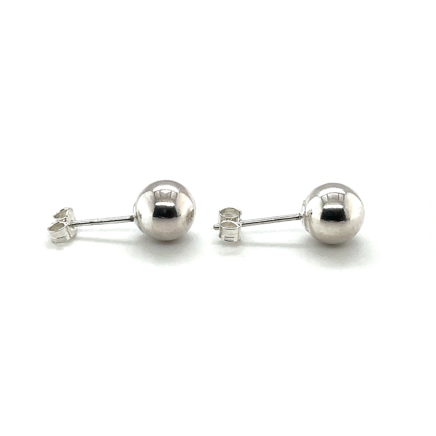 Silver Bead Stud Earrings (8mm)