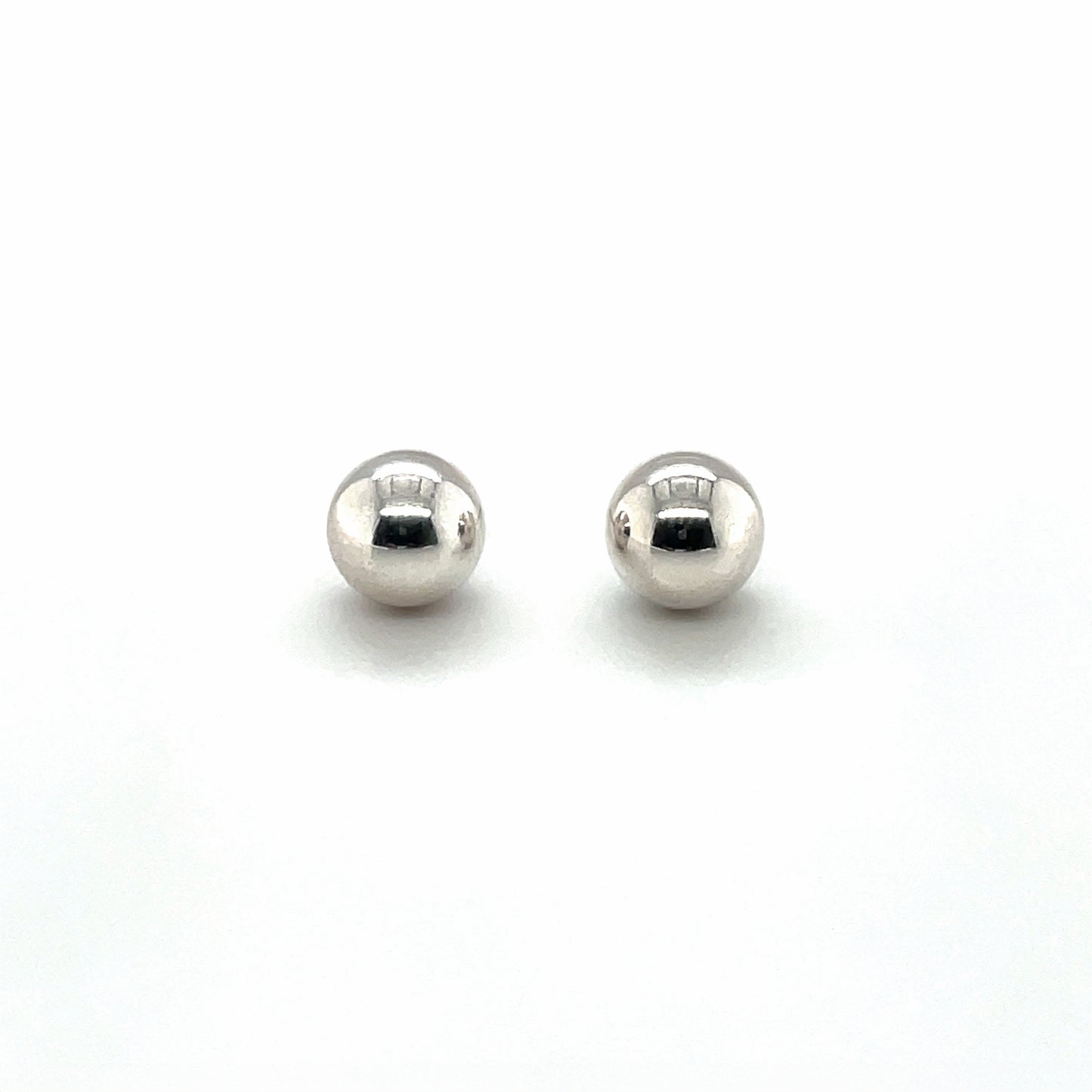 Silver Bead Stud Earrings (8mm)