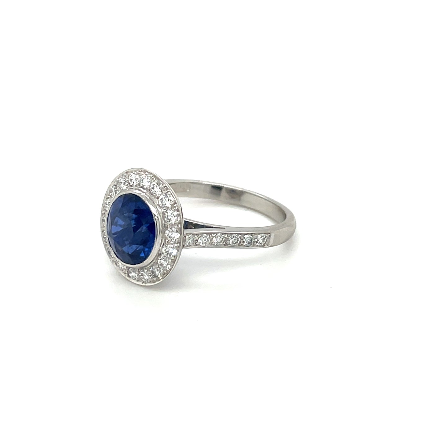 Platinum Sapphire & Diamond Cluster Ring